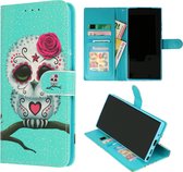 HB Hoesje Geschikt voor Huawei P20 met Print - Portemonnee Book Case - Kaarthouder & Magneetlipje - Uil