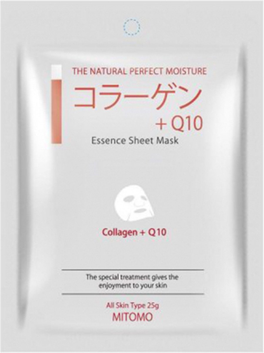 Mitomo Collageen & Q10 Gezichtsmasker - 1x25g - Tissue Masker - Intens Hydratatie en Verzorging - Face MaskKrachtig tegen rimpels