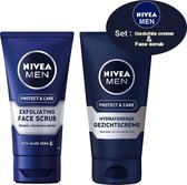 NIVEA MEN Protect & Care -  Face Scrub 75 ml en  Gezichtscreme 75ml