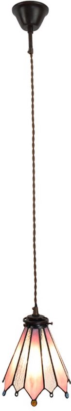 LumiLamp Hanglamp Tiffany 18*15*115 cm E14/max 1*25W Roze Glas, Metaal Rond Hanglamp Eettafel Hanglampen Eetkamer