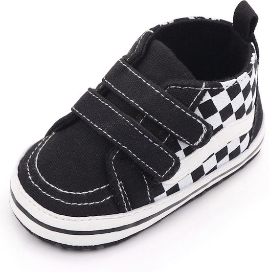 Stoere hoge baby schoenen - babysneakers van Baby-Slofje - Zwart maat 18 ( 12 cm)