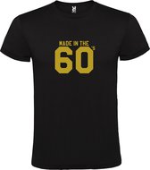 Zwart T shirt met print van " Made in the 60's / gemaakt in de jaren 60 " print Goud size XXL