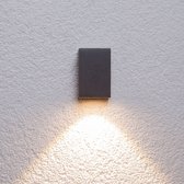 Lucande - LED wandlamp buiten - 1licht - aluminium - H: 9.5 cm - grafiet - Inclusief lichtbron