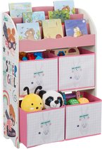 Relaxdays speelgoedkast met manden - opbergkast speelgoed - kinderboekenkast - kinderrek