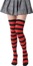 Hoge Sokken Vrouwen - Kousen - Overknee Sokken - Gestreepte kniekousen - Gestreepte Vrouwen Sokken - Thigh Highs Socks - Knee Socks -65cm-Zwart/Rood