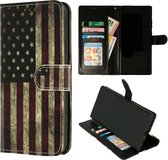 HB Hoesje Geschikt voor Apple iPhone XS Max met Print - Portemonnee Book Case - Kaarthouder & Magneetlipje - Amerikaanse Vlag