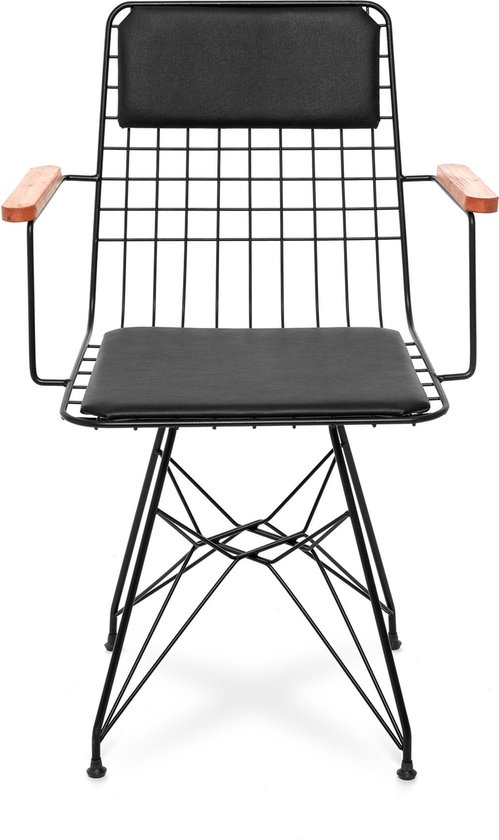 Musson - Wire Chair - chaise de salle à manger noir - 82x45x56 - chaise design - chaise fil de luxe -
