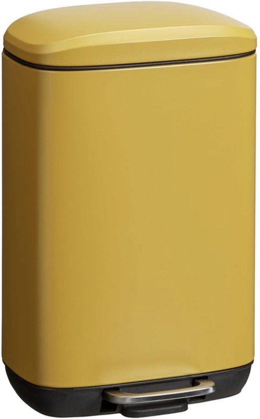 Luxe pedaalemmer - okergeel - soft close - 5 L - 5 liter - keuken - kantoor - badkamer - toilet - slaapkamer - 21 x 19 x 33 cm