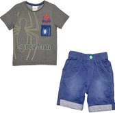 Marvel Spiderman set - broek + t-shirt - grijs/blauw - maat 92/98