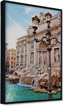 Akoestische panelen - Geluidsisolatie - Akoestische wandpanelen - Akoestisch schilderij AcousticPro® - paneel met de Trevi fontein in Rome - design 204 - Premium - 140X200 - zwart-