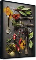 Akoestische panelen - Geluidsisolatie - Akoestische wandpanelen - Akoestisch schilderij AcousticPro® - paneel met kruiden en specerijen - design 205 - Basic - 80X120 - zwart- Wandd