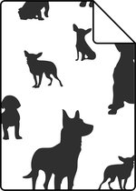 Proefstaal ESTAhome behang honden zwart wit - 139332 - 26,5 x 21 cm