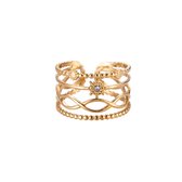 Dottilove Thayet Roestvrij Stalen Ring - Minimalistisch - Sieraden - Goud - Met Zirkonia stenen