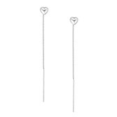 EAR IT UP - Doortrekoorbellen - Hart - Heart - Threader - 925 sterling zilver - 70 x 6 mm - 1 paar