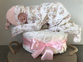Luiertaart baby meisje met Frigg speen | kraamcadeau | babyshower | kraamcadeau