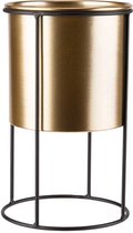 cosy&trendy bloempot op staander . goud zwart  metaal. H26cm
