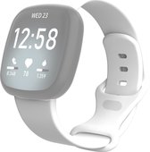 Mobigear Siliconen Watch bandje geschikt voor Fitbit Versa 3 Bandje Druksluiting | Mobigear Sport Dual - Wit