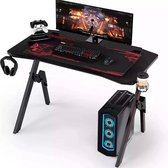 Homfa Gaming Tafel Ergonomische Computer Bureau K-Vormige Gaming Bureau Met Muismat, Bekerhouder, controller Stand Hoofdtelefoon Haak