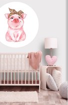 Behangcirkel Biggetje met bandana | ⌀ 140 cm | Wandecoratie | Wandcirkel