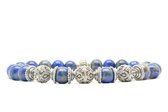 Beaddhism - Armband - Lapis - Triple Kashmir Caps - Sterling Zilver - 8 mm - 18 cm