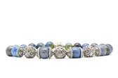 Beaddhism - Armband - Dumortieriet - Triple Kashmir Caps - Zilver - 8 mm - 21 cm