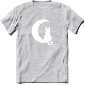 Nacht Wacht - Katten T-Shirt Kleding Cadeau | Dames - Heren - Unisex | Kat / Dieren shirt | Grappig Verjaardag kado | Tshirt Met Print | - Licht Grijs - Gemaleerd - S