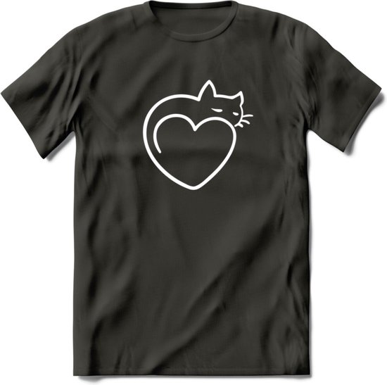 Sleepy Cat - Katten T-Shirt Kleding Cadeau | Dames - Heren - Unisex | Kat / Dieren shirt | Grappig Verjaardag kado | Tshirt Met Print | - Donker Grijs - L