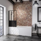 Paroi de bain Schulte GAUCHE/droite, monobloc 80 x 140 cm, série Black Style, profil noir mat avec Decor Atelier 5, pour la protection lors de la douche dans le bain, art. D1650 68 162