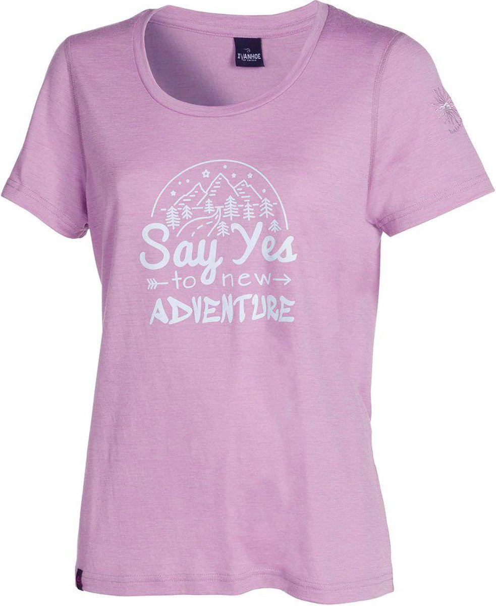 Ivanhoe t-shirt Meja Adventure voor dames - 100% merino wol - Roze