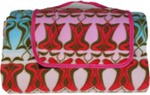 Picknick kleed PADDY oprolbaar - Roze / Blauw / Bruin - Polyester - 130 x 150 cm - Picknick - Kleed - Picknickplaid - Lente - Zomer - Eten