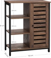 VASAGLE dressoir, keukenkastje met 3 open rekken, badkamerkastje, woonkamer, hal, keuken, thuiskantoor, stalen frame, industriële stijl, hazelnootbruin-zwart LSC74GD