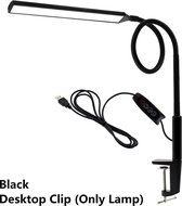 bureaulamp - lange arm - 10W - oogbescherming - leeslamp - 3 kleuren dimbaar - studielamp - ALLEEN zwarte lamp