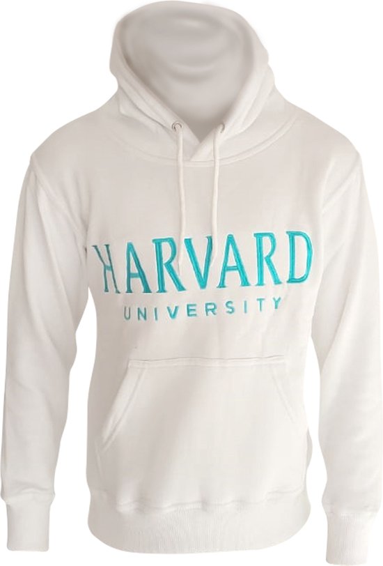 "Harvard" Hoodie Blue | Maat 164 | Trui Met Capuchon/Kap | Sweater | Wit | Blauwe letters
