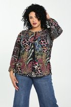 Paprika Dames T-shirt in warm tricot met een bloemenprint - T-shirt - Maat 52