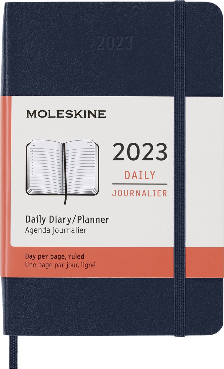 Moleskine 12 Maanden Agenda - 2023 - Dagelijks - Pocket - Zachte Kaft - Saffier Blauw
