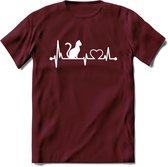 Cat Beat - Katten T-Shirt Kleding Cadeau | Dames - Heren - Unisex | Kat / Dieren shirt | Grappig Verjaardag kado | Tshirt Met Print | - Burgundy - XXL