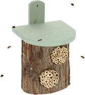 Relaxdays insectenhotel boomstam - insectenhuis hangend - nestkast insecten hout - klein