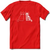 Cat Scan - Katten T-Shirt Kleding Cadeau | Dames - Heren - Unisex | Kat / Dieren shirt | Grappig Verjaardag kado | Tshirt Met Print | - Rood - XL