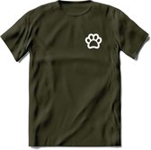 Cat Paw - Katten T-Shirt Kleding Cadeau | Dames - Heren - Unisex | Kat / Dieren shirt | Grappig Verjaardag kado | Tshirt Met Print | - Leger Groen - L