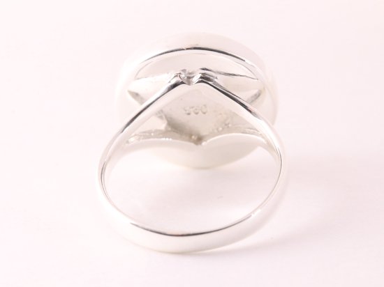 Bague ronde en argent brillant avec nacre - taille 20
