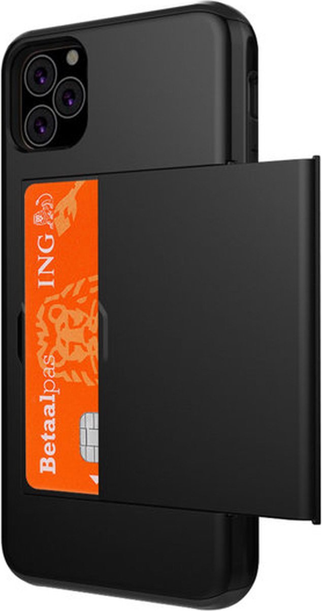 Peachy Secret Pasjeshouder hoesje portemonnee TPU hardcase geschikt voor iPhone 11 Pro - Zwart