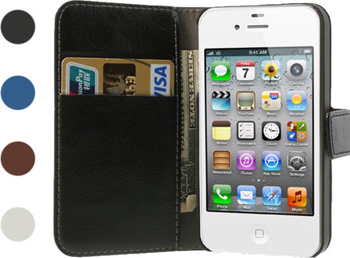 Peachy iPhone 4 4s Bookcase Portemonnee hoesje lederen wallet case - Lichtroze