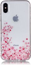 Peachy Doorzichtige Flexibele TPU Case kleine bloemen iPhone X XS - Roze