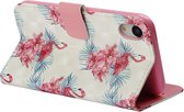 Peachy Flamingo Wallet iPhone XR Kunstleer TPU Case - Bloemen