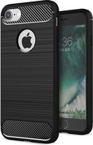 Peachy Zwart Carbon Armor iPhone 7 8 TPU hoesje