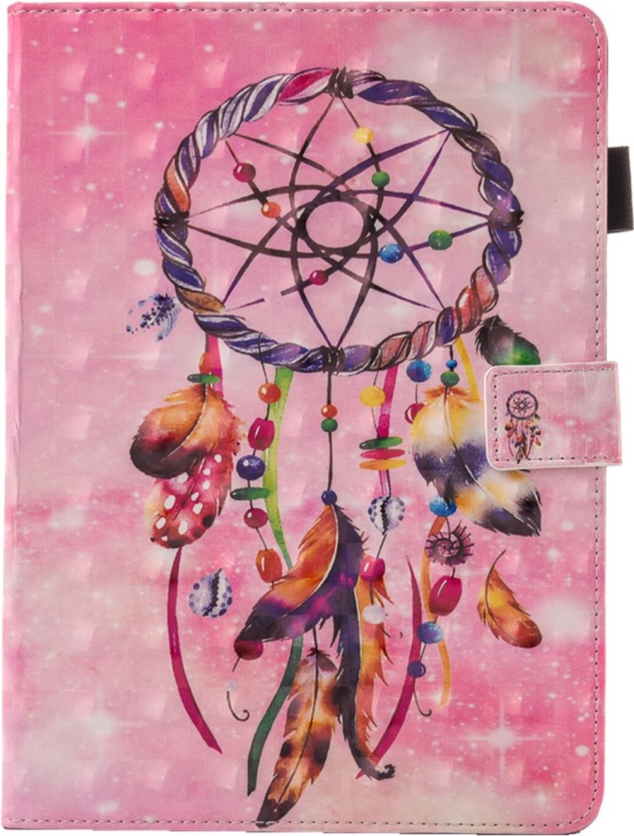 Peachy Dromenvanger veren flipcase leder hoes geschikt voor iPad mini 1 2 3 4 5 - Roze