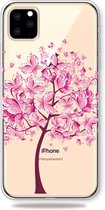 Peachy Warm Flexibel Vlinderboom Vlinders Boom Roze Hoesje iPhone 11 Pro Max TPU case - Doorzichtig