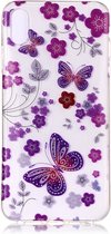 Peachy Doorzichtig Bloemen en Vlinder iPhone XS Max - Paars