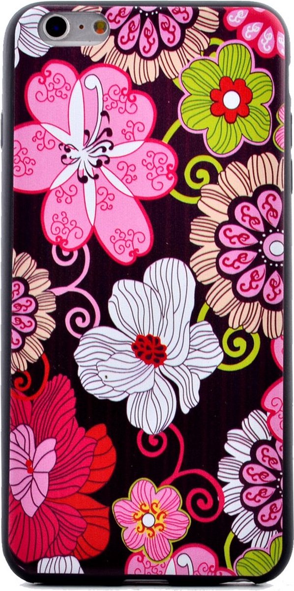 Peachy Flower Power bloemen geschikt voor iPhone 6 6s hoesje case cover