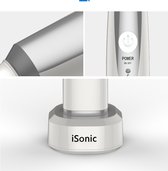 ISONIC Elektrische Tandenborstel – wit/zilver – 1 handvat en 2 opzetborstels. (Opzetborstels PST3 apart verkrijgbaar)